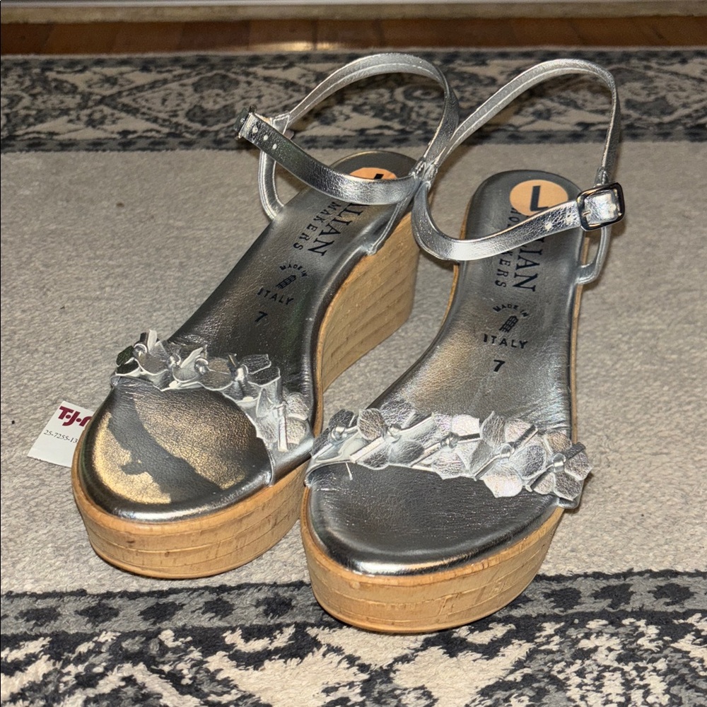 Italian Shoemakers Silver Wedge Sandals